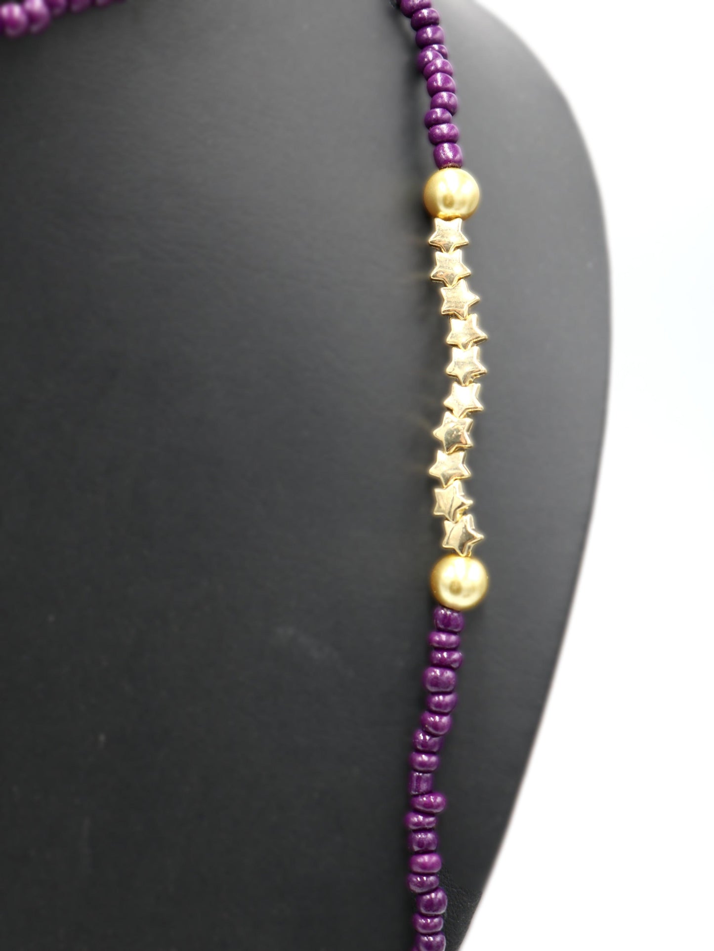 Take Me to the Stars and Color Me in Purple Rain Purple and Gold Star Strained 23" Necklace Boho Accent Necklace Fun 2022 Gift - Monkeysmojo