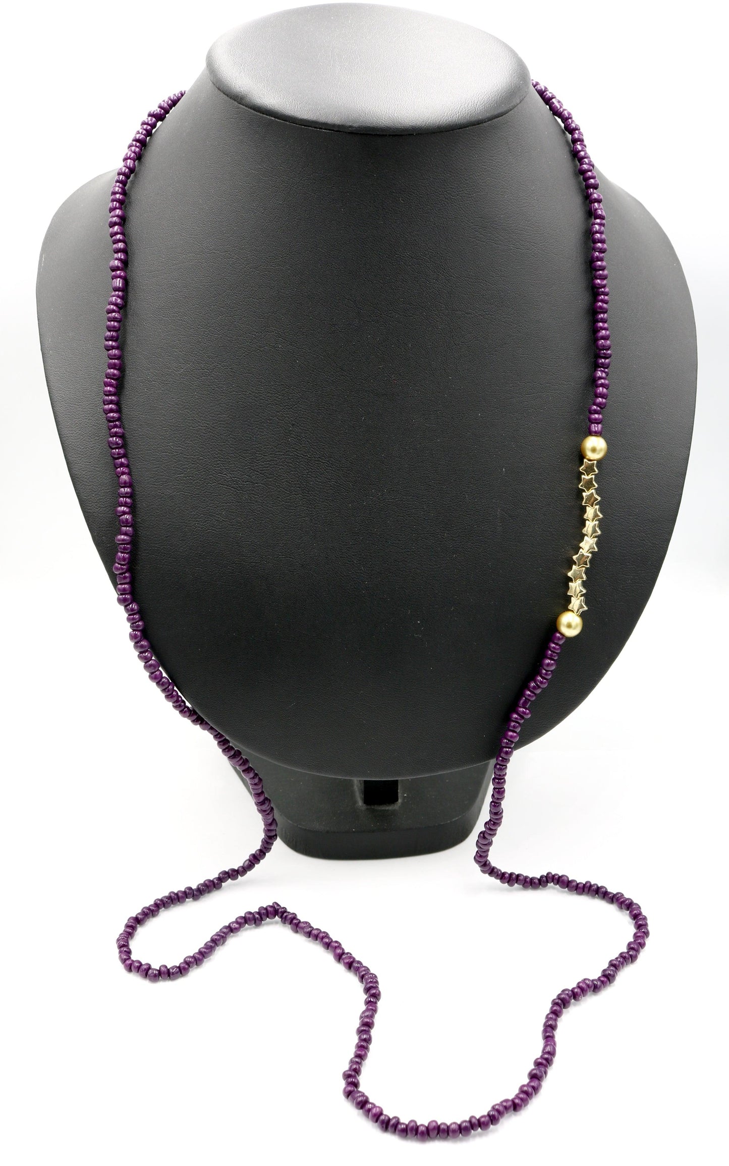 Take Me to the Stars and Color Me in Purple Rain Purple and Gold Star Strained 23" Necklace Boho Accent Necklace Fun 2022 Gift - Monkeysmojo