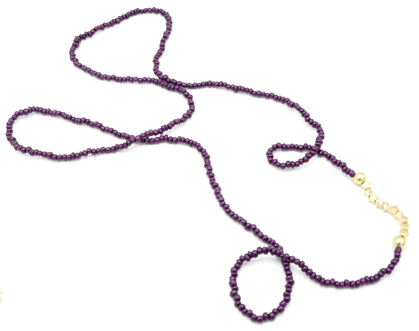Take Me to the Stars and Color Me in Purple Rain Purple and Gold Star Strained 23" Necklace Boho Accent Necklace Fun 2022 Gift - Monkeysmojo