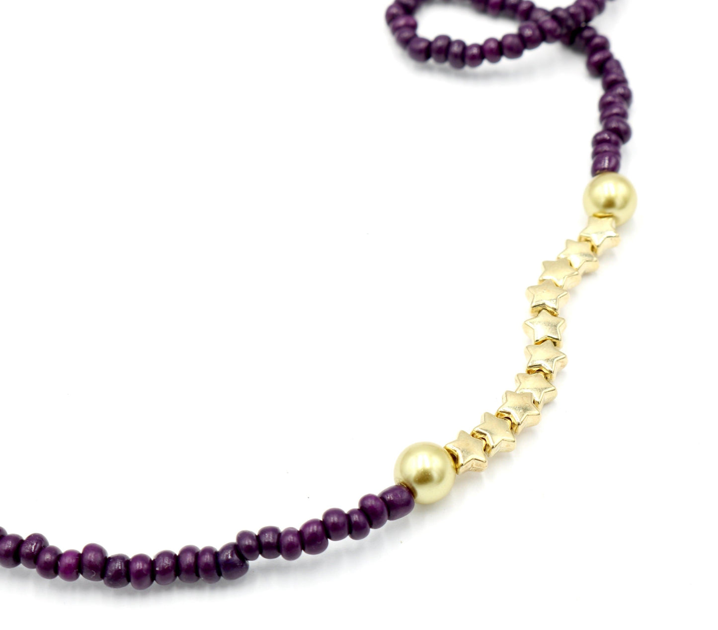 Take Me to the Stars and Color Me in Purple Rain Purple and Gold Star Strained 23" Necklace Boho Accent Necklace Fun 2022 Gift - Monkeysmojo