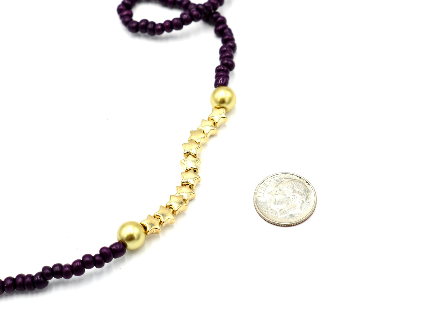 Take Me to the Stars and Color Me in Purple Rain Purple and Gold Star Strained 23" Necklace Boho Accent Necklace Fun 2022 Gift - Monkeysmojo