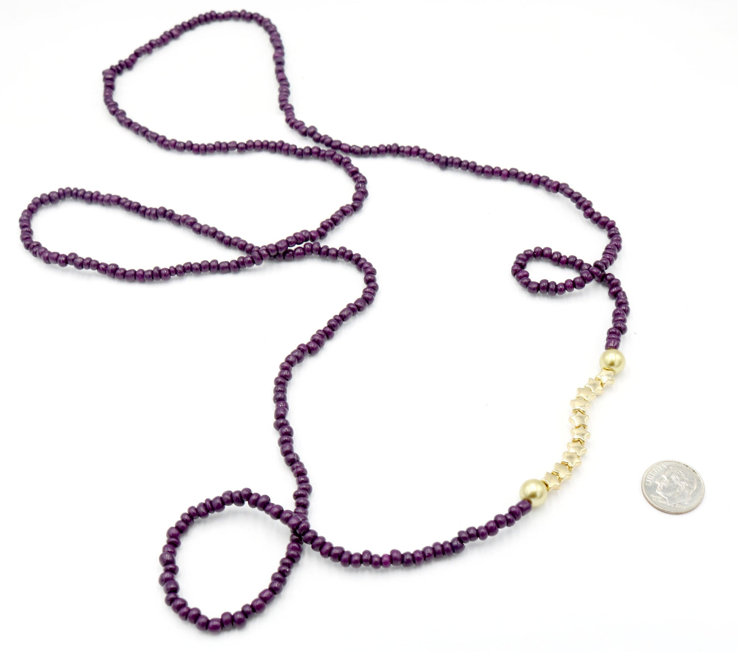 Take Me to the Stars and Color Me in Purple Rain Purple and Gold Star Strained 23" Necklace Boho Accent Necklace Fun 2022 Gift - Monkeysmojo