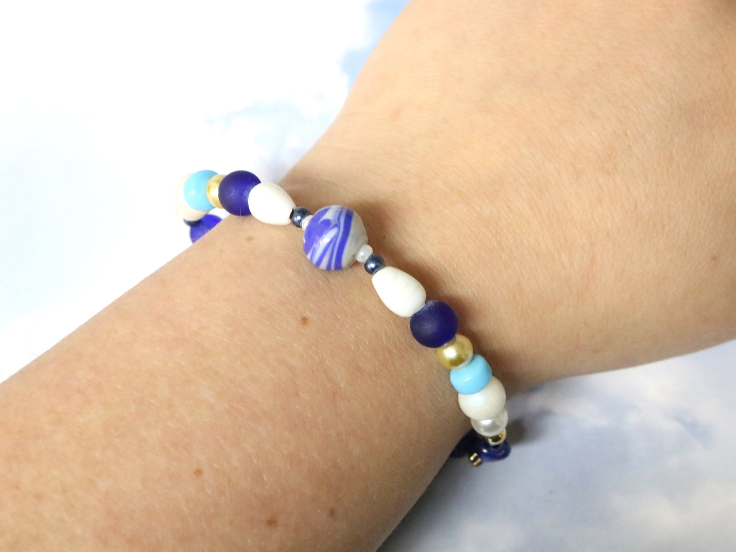 Your Grandmother's Blue and White China Inspired Handmade Artisan Bracelet by Monkey's Mojo