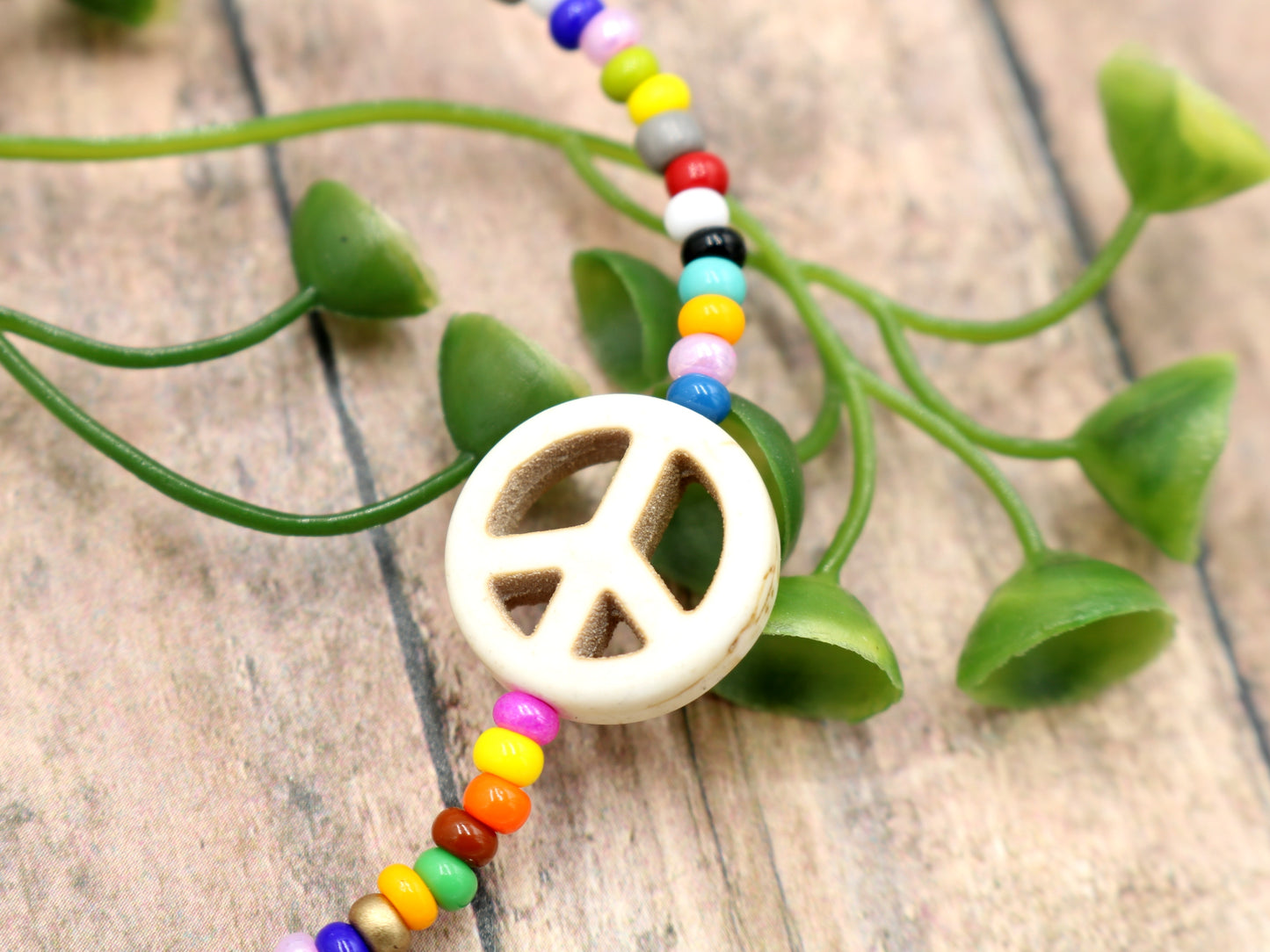 Holler For Howlite Dove White Peace Be to You Assorted Seed Bead Glass Bracelet by Monkey's Mojo