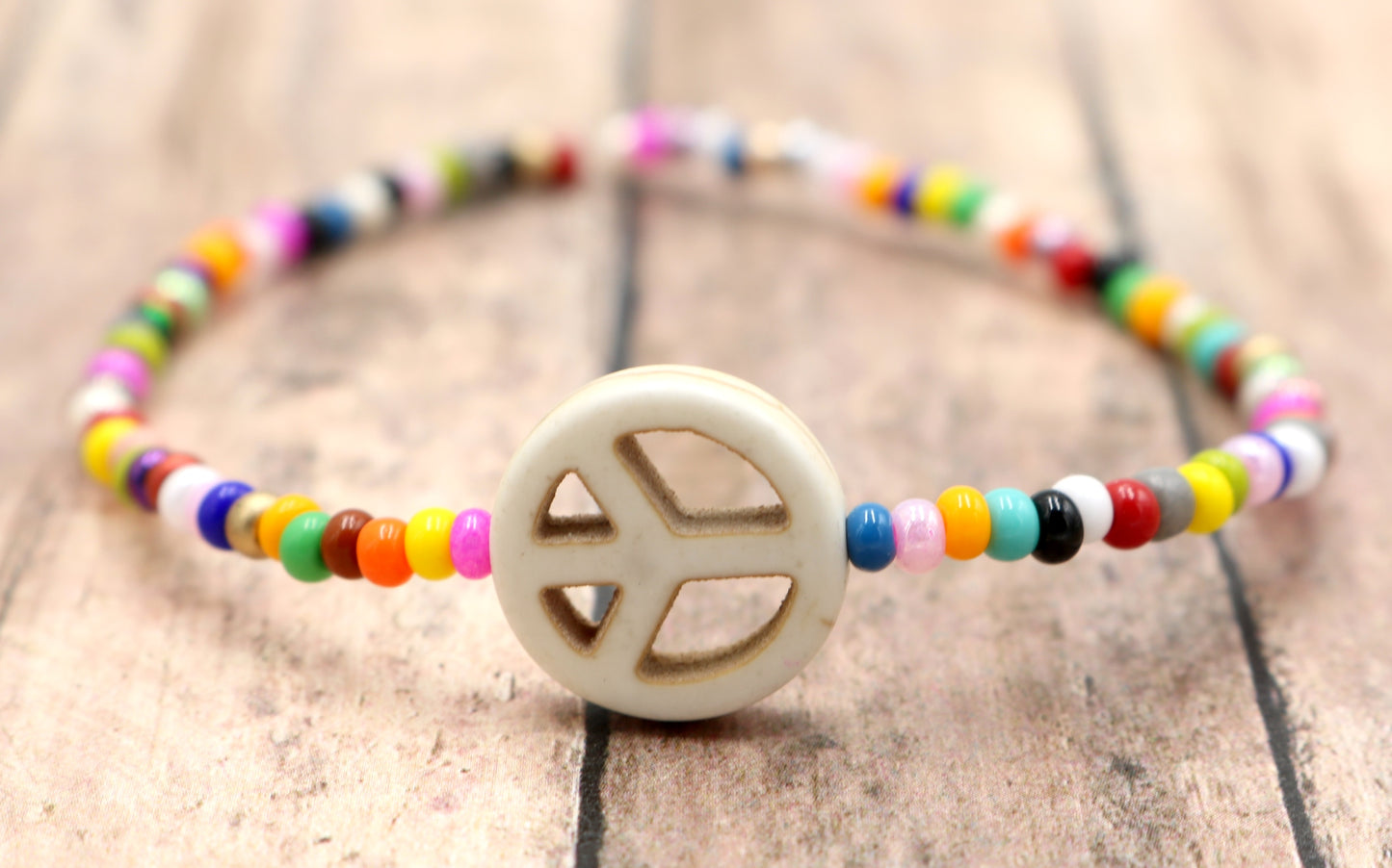 Holler For Howlite Dove White Peace Be to You Assorted Seed Bead Glass Bracelet by Monkey's Mojo