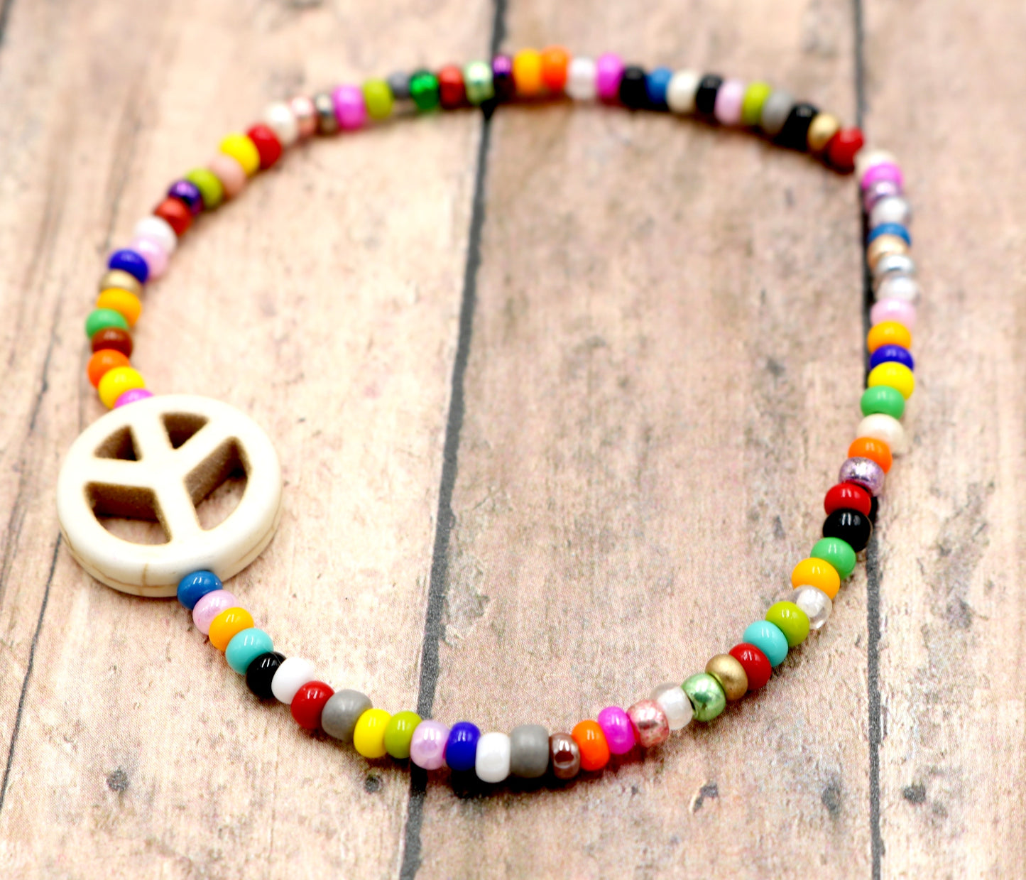 Holler For Howlite Dove White Peace Be to You Assorted Seed Bead Glass Bracelet by Monkey's Mojo