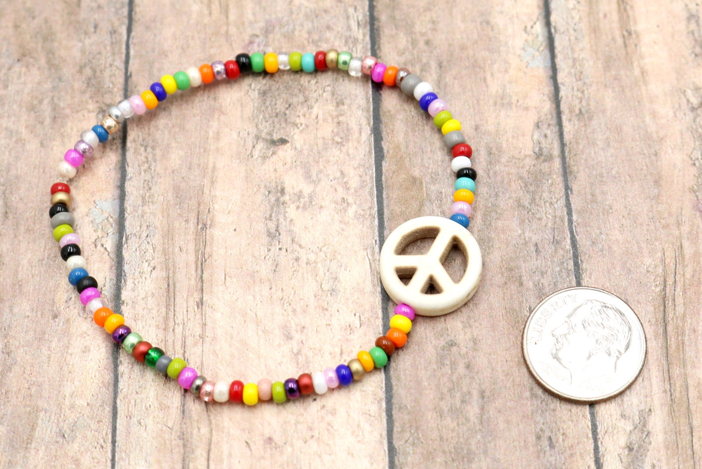 Holler For Howlite Dove White Peace Be to You Assorted Seed Bead Glass Bracelet by Monkey's Mojo