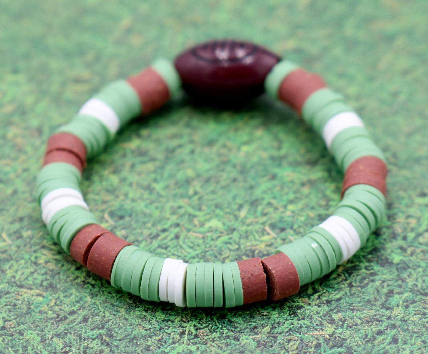 Youth Boy's American Football Themed Polymer Clay Trending Sports Themed Stretch Bracelet - Lets Play! - Monkeysmojo
