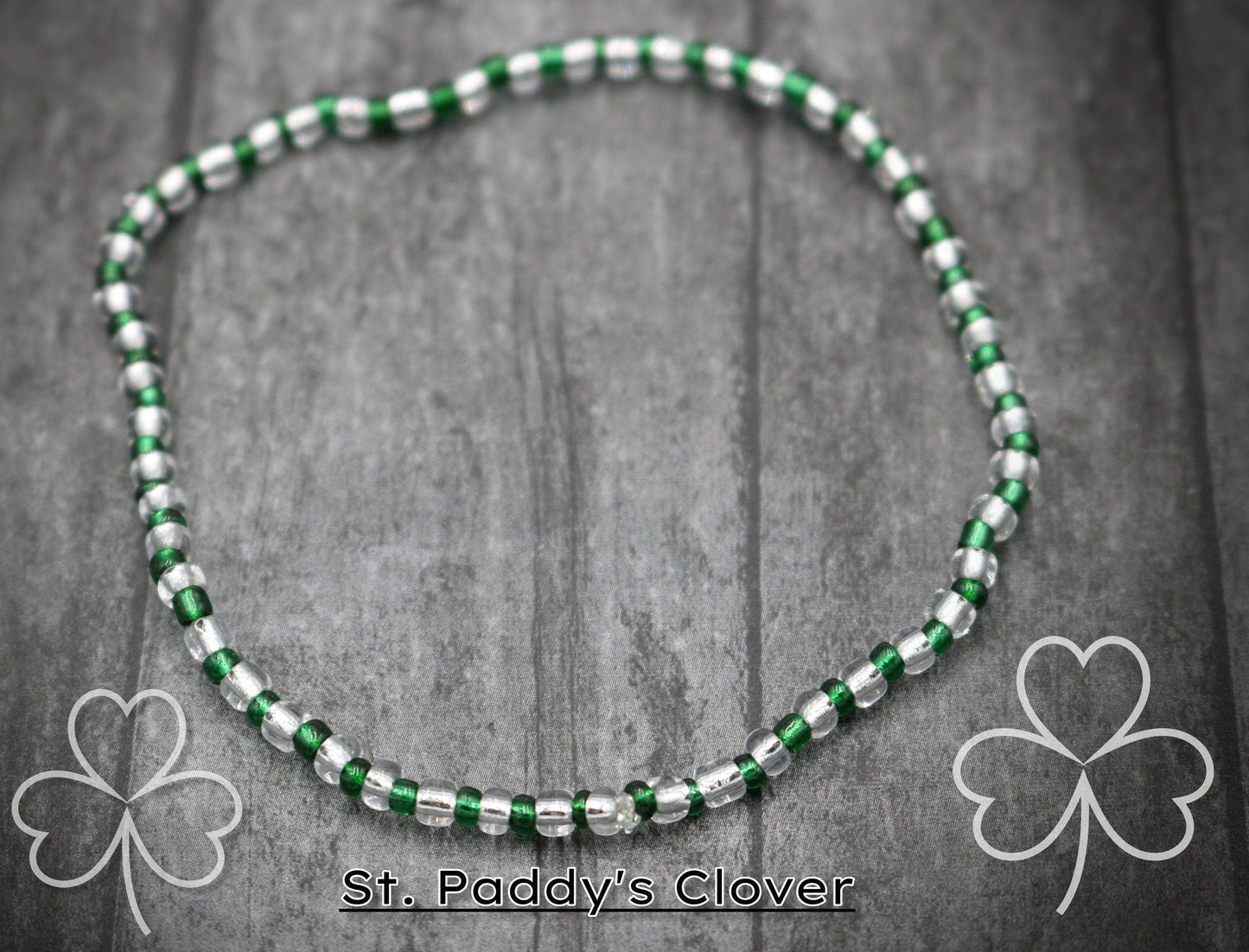 St. Paddy Saint Patrick's Silver and Irish I Was Irish Green 2022 Holiday Fun March Glass Bead Women's Stack Boho Bracelet - Free Shipping - Monkeysmojo