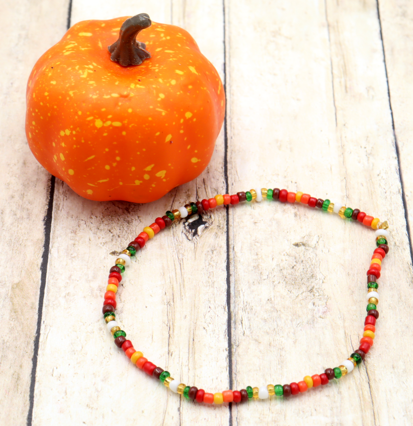 It's Turkey Time! Happy Thanksgiving and Autumn Hued Glass Bead Stack Bracelet by Monkey's Mojo