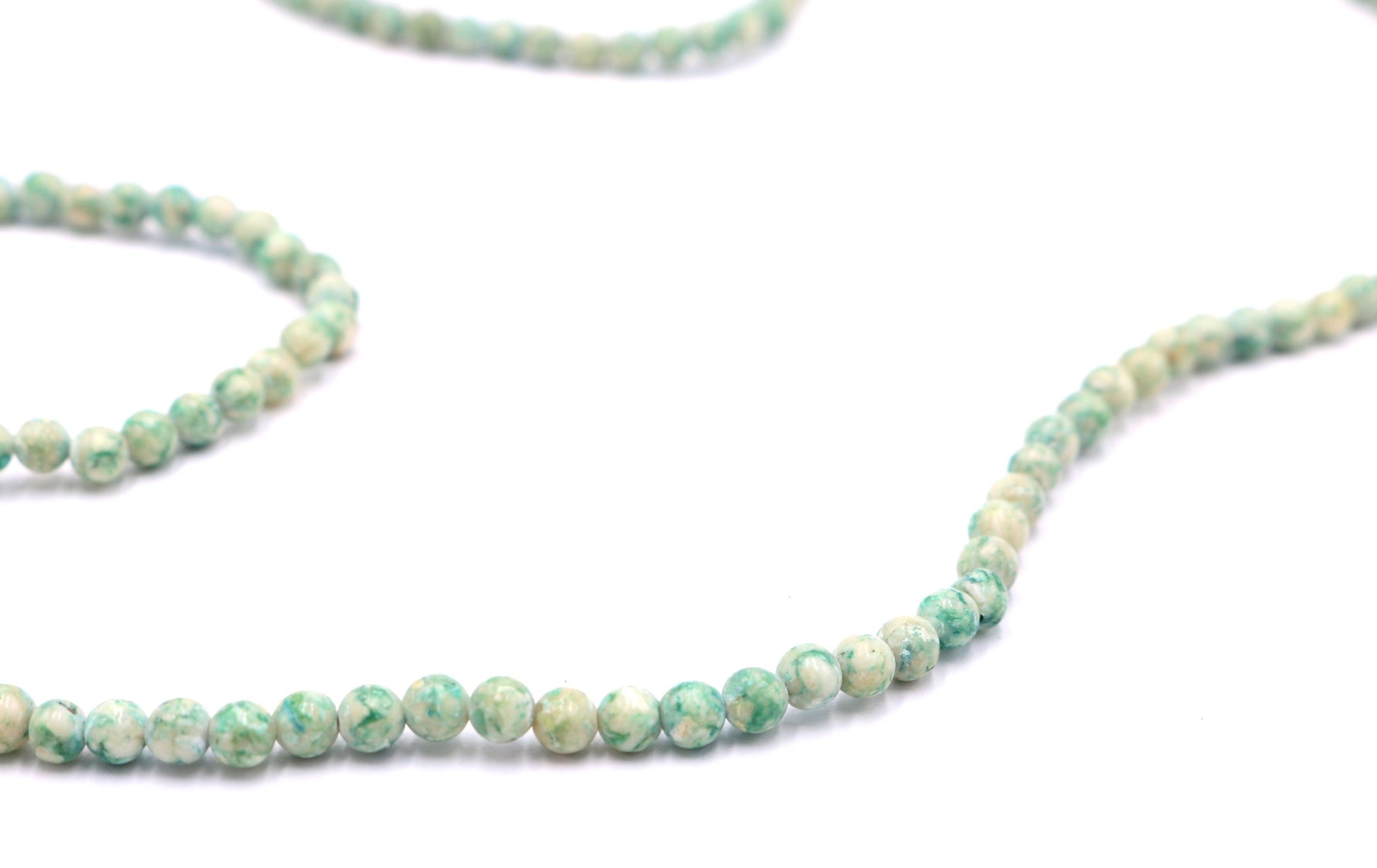 Vintage Inspired Women's Long Natural Speckled Mint Green 4mm Round Stone 18" Necklace Boho Accent Necklace Fun 2022 Gift - Monkeysmojo