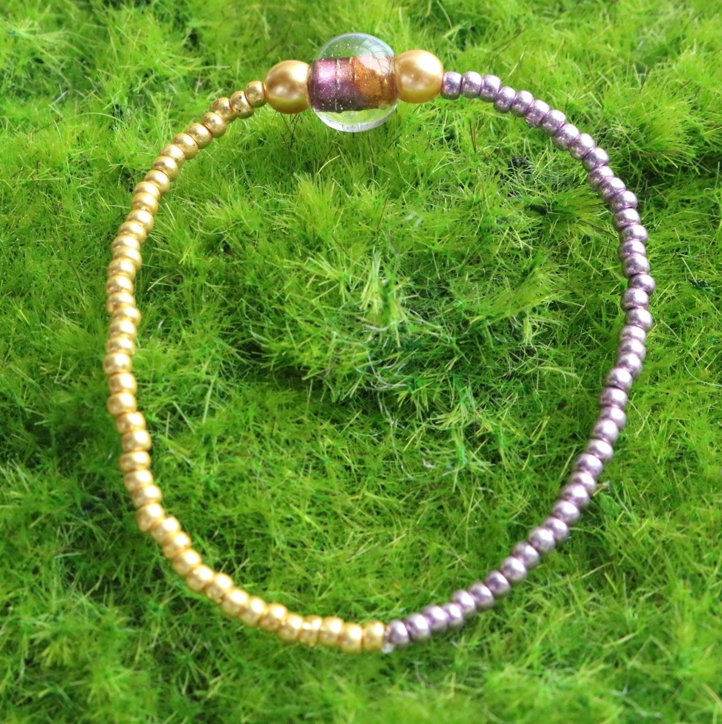 LSU College Themed - Yellow (Gold) and Purple Gemini Stretch Bracelet - Monkeysmojo