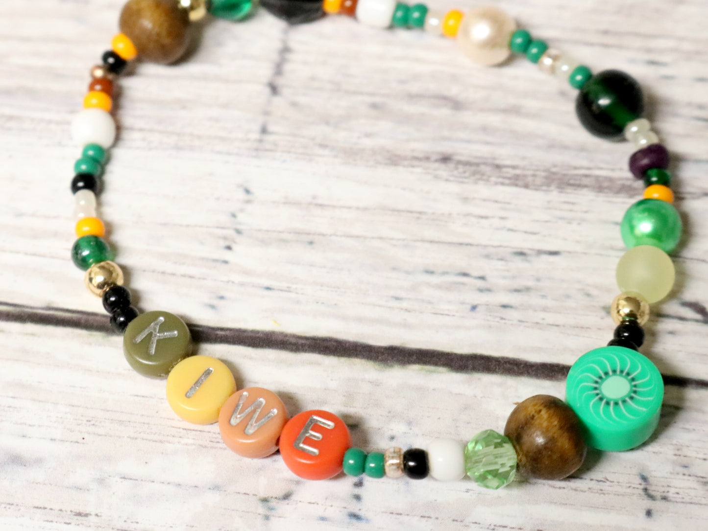 Kiwe Dreams - It's A Little Fruity - Kiwi Themed Handmade Artisan Bracelet by Monkey's Mojo