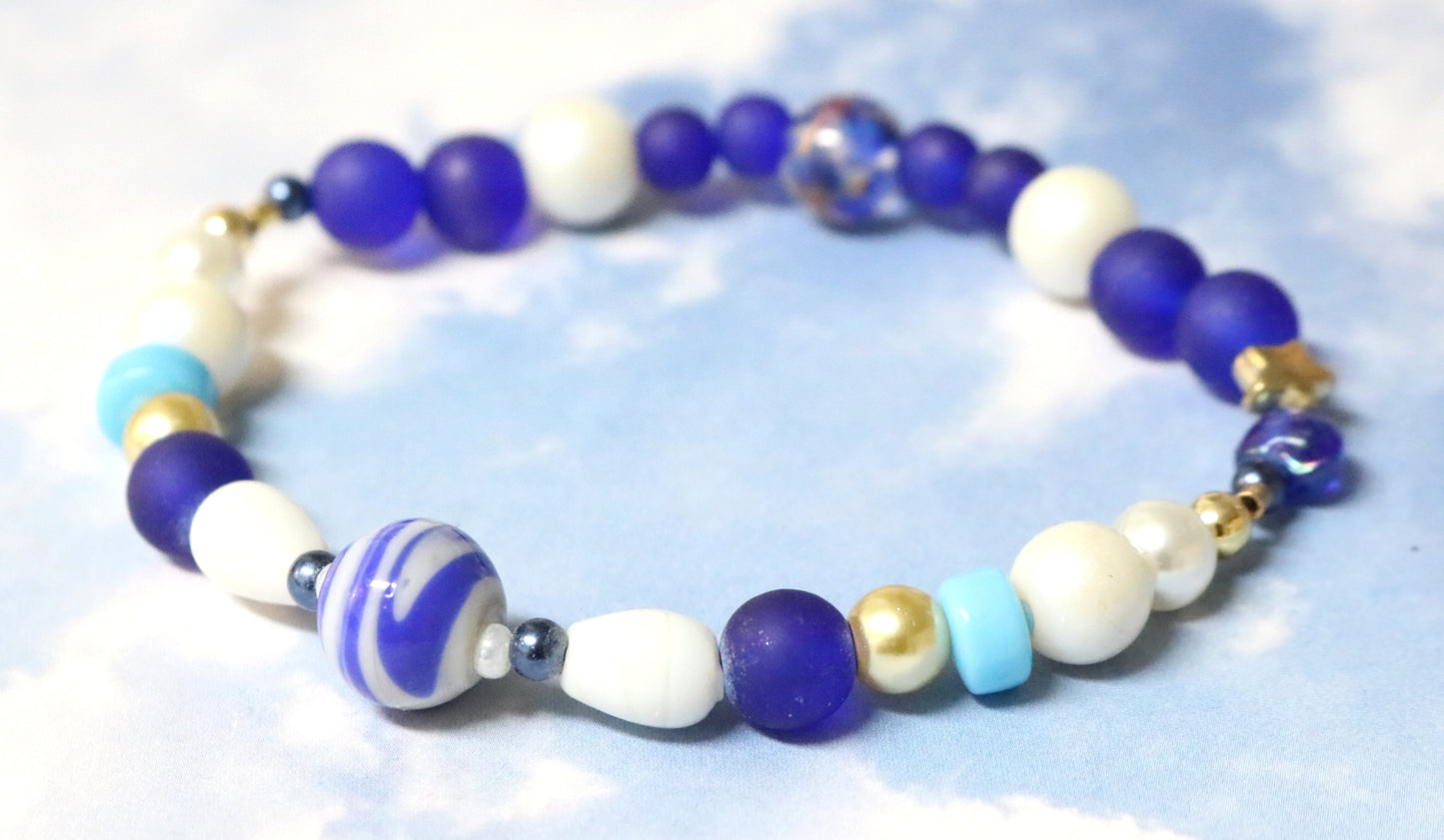 Your Grandmother's Blue and White China Inspired Handmade Artisan Bracelet by Monkey's Mojo