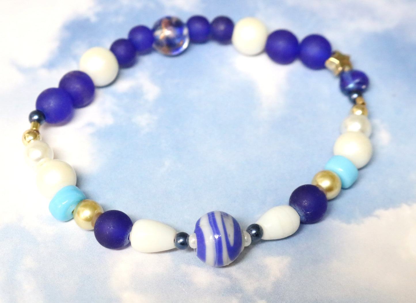 Your Grandmother's Blue and White China Inspired Handmade Artisan Bracelet by Monkey's Mojo