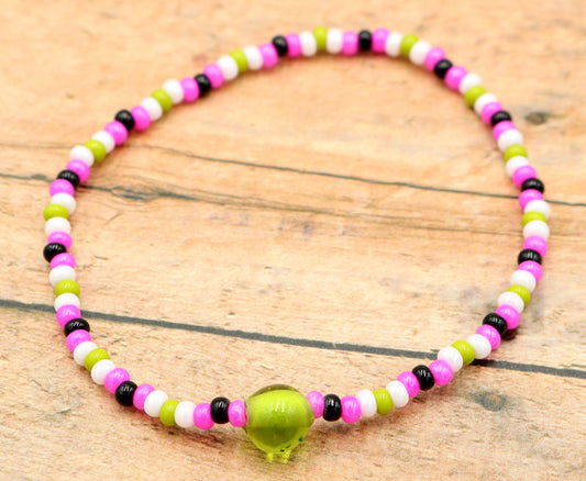 Sweet Like Watermelon Summer Pink, Green, and Black Glass Women's Bracelet - Monkeysmojo