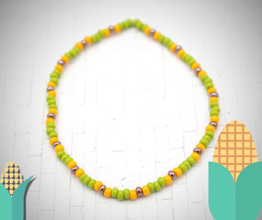 Four Corn and Seven Years Ago Yellow, Green, Brown Stretch Seed Danity Seed Bracelet Bright Bold Women's Stack Bracelet 2021 Gift Homemade - Monkeysmojo